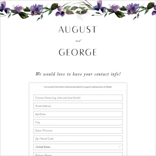 This is a lavender digital wedding address collection cards by Lori Wemple called garlands printing on digital paper in standard