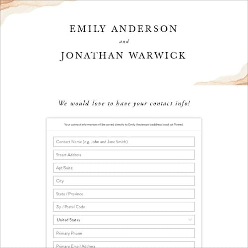 This is a desert digital wedding address collection cards by Yuliya Evseeva called watercolor dune printing on digital paper in standard