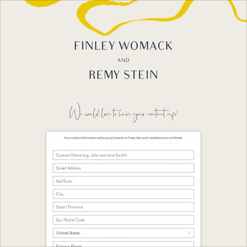 This is a golden digital wedding address collection cards by Mere Paper called ophelia printing on digital paper in standard