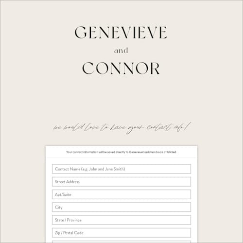 This is a cream digital wedding address collection cards by Sandra Picco Design called genevieve printing on digital paper in standard