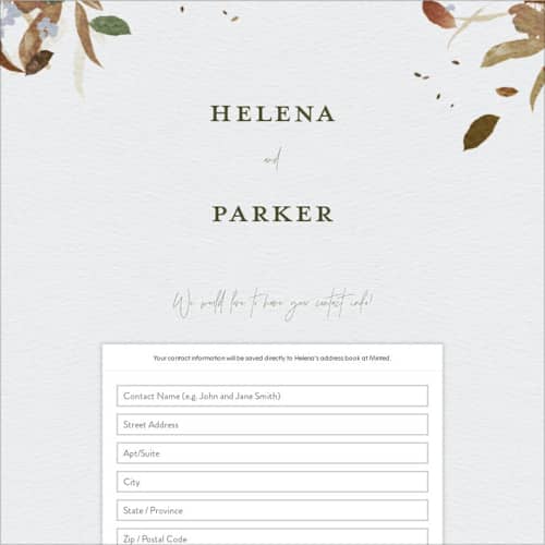 This is a fall digital wedding address collection cards by Grace Kreinbrink called fall flurry printing on digital paper in standard
