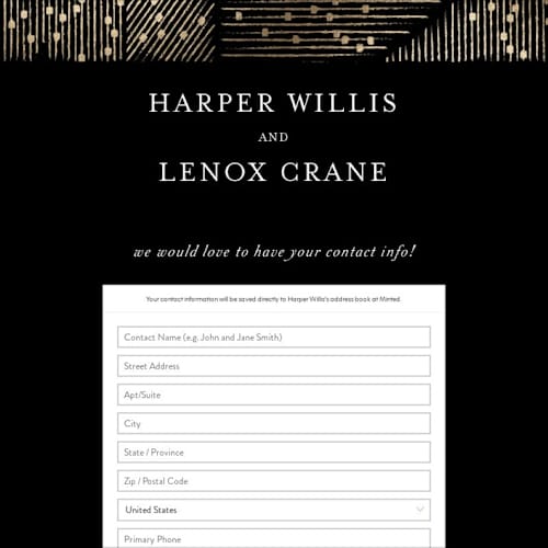 This is a onyx digital wedding address collection cards by Phrosné Barwood called hand drawn frame printing on digital paper in standard