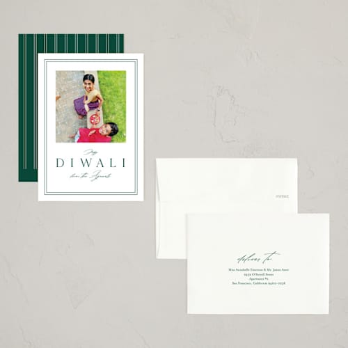 This is a pine diwali cards with standard by Stacey Meacham called simple grace printing on recycled smooth signature in petite