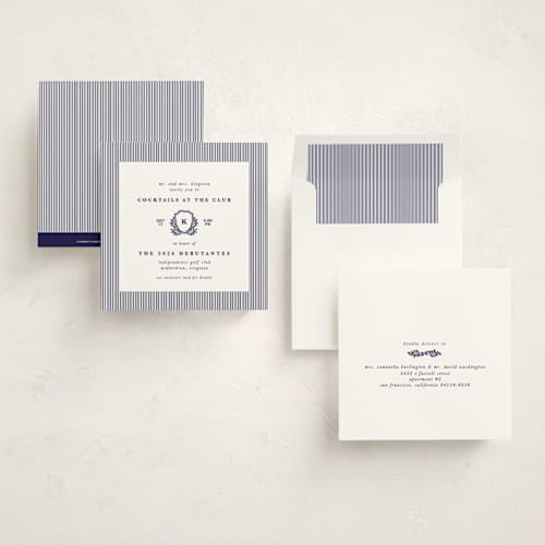 This is a academy debutante party invitations with standard by Charter Oaks Creative called classic crest printing on signature in standard