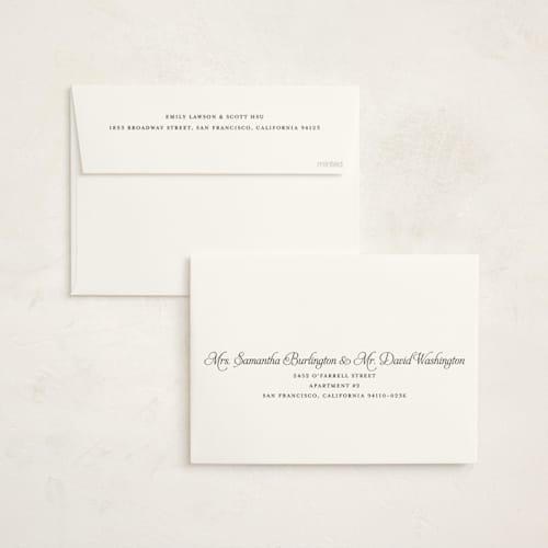 This is a cream debutante party invitations with standard by Ani Somi called calling card printing on signature in standard