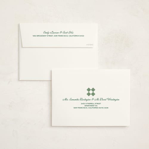 This is a green lawn debutante party invitations with standard by Inkblot Design called argyle printing on signature in standard