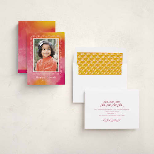 This is a carnation diwali cards with standard by Laura Hankins called painterly frame printing on recycled smooth signature in standard
