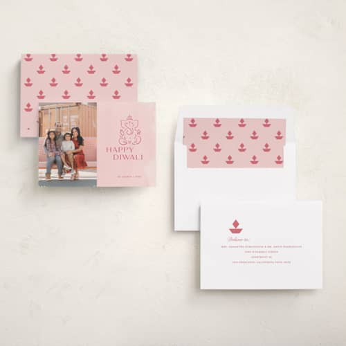 This is a rose diwali cards with standard by Teju Reval called diwali ganesha printing on recycled smooth signature in standard