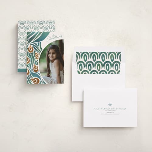 This is a peacock diwali cards with standard by Ghia Designs called beauty printing on recycled smooth signature in standard