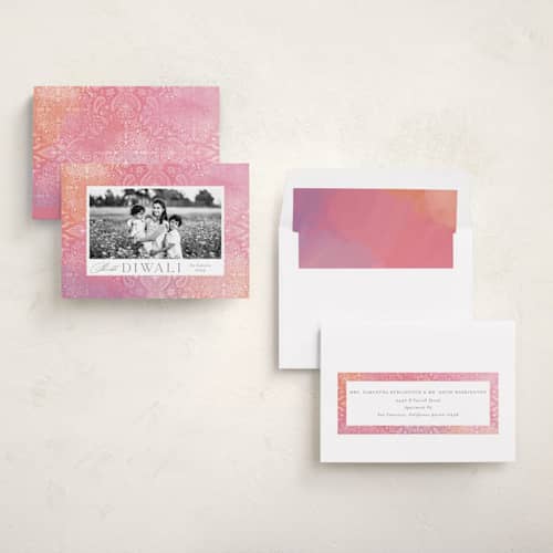 This is a sorbet diwali cards with standard by Ashley Rosenbaum called intricate mandala printing on recycled smooth signature in standard