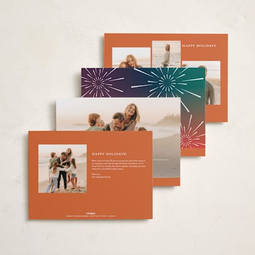 This is a sunset diwali cards with standard by Heather Schertzer called fireworks printing on recycled smooth signature in standard