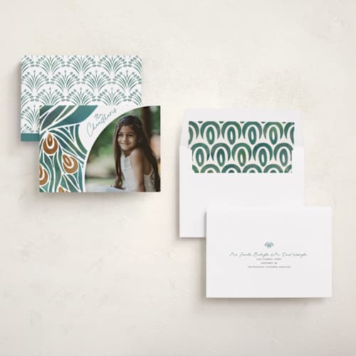 This is a peacock diwali cards with standard by Ghia Designs called beauty printing on recycled smooth signature in standard