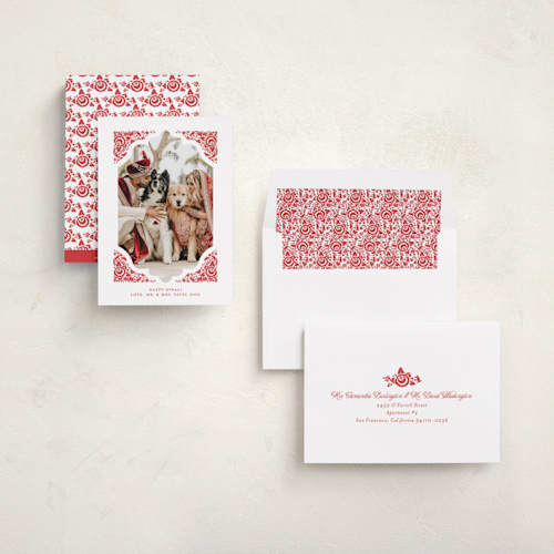 This is a ruby diwali cards with standard by Becky Nimoy called floral frame diwali printing on recycled smooth signature in standard