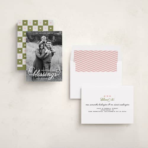 This is a cotton easter photo cards with standard by danielle jackson called counting our blessings printing on recycled smooth signature in standard