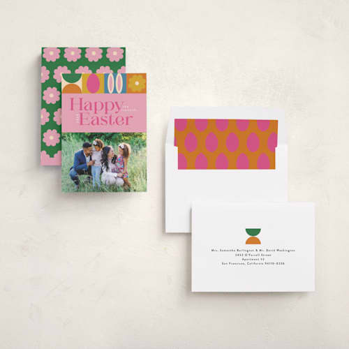 This is a bubblegum easter photo cards with standard by Morgan Kendall called mod easter printing on recycled smooth signature in standard