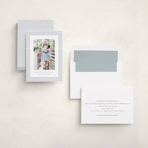 This is a sky easter photo cards with standard by Lea Delaveris called spring stripe printing on recycled smooth signature in standard