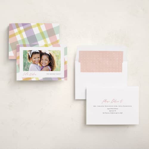 This is a candy easter photo cards with standard by Pixel and Hank called easter wishes printing on recycled smooth signature in standard