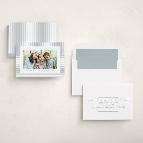 This is a sky easter photo cards with standard by Lea Delaveris called spring stripe printing on recycled smooth signature in standard