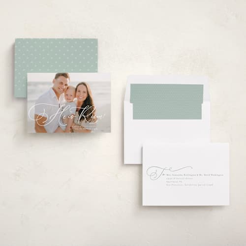 This is a lily easter photo cards with standard by Lea Delaveris called truly he is risen printing on recycled smooth signature in standard