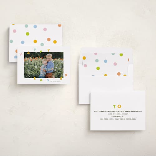 This is a bunny easter photo cards with standard by Baumbirdy called easter hop printing on recycled smooth signature in standard