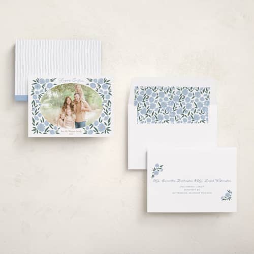 This is a provincial easter photo cards with standard by Jenna Holcomb called easter spring floral printing on recycled smooth signature in standard