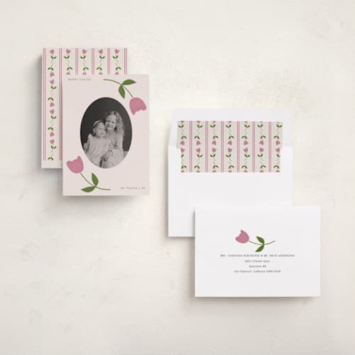 This is a flower easter photo cards with standard by Sumak Studio called minimal easter printing on recycled smooth signature in standard