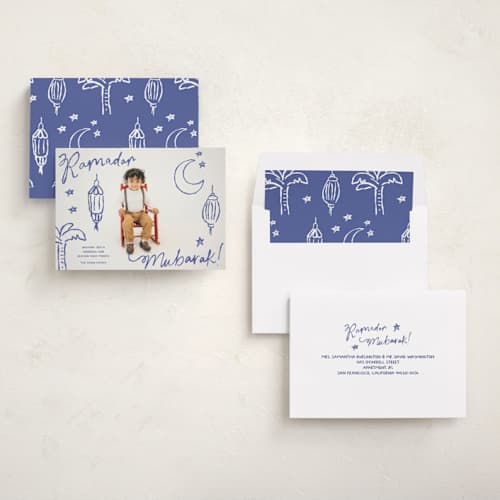 This is a sapphire eid cards with standard by Inkblot Design called doodle eid printing on recycled smooth signature in standard