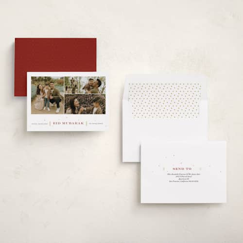 This is a mulberry eid cards with standard by That Girl Press called eid wishes printing on recycled smooth signature in standard
