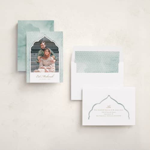 This is a grass eid cards with standard by Creo Study called mosque window printing on recycled smooth signature in standard