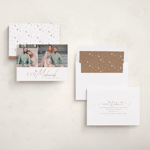 This is a caramel eid cards with standard by Ashley Rosenbaum called starry printing on recycled smooth signature in standard