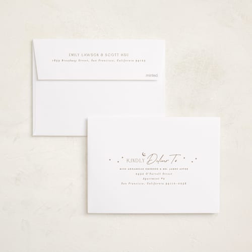 This is a caramel eid cards with standard by Ashley Rosenbaum called starry printing on recycled smooth signature in standard