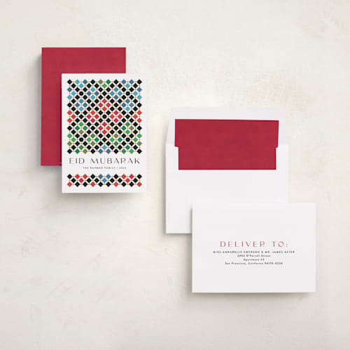 This is a cinnabar eid cards with standard by Kamala Nahas called alhambra printing on signature in standard