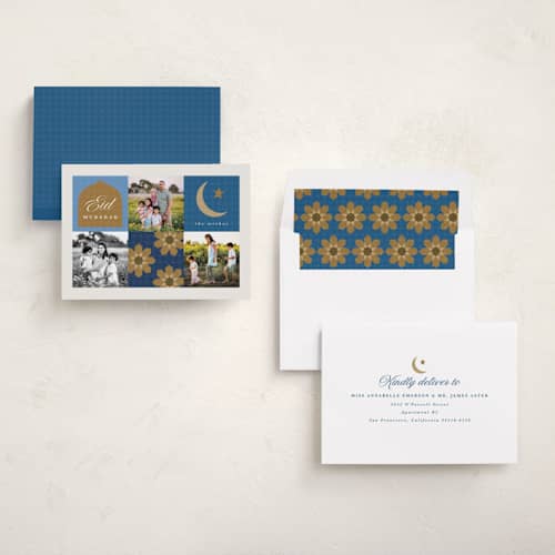 This is a evening eid cards with standard by Angela Garrick called eid trio printing on recycled smooth signature in standard