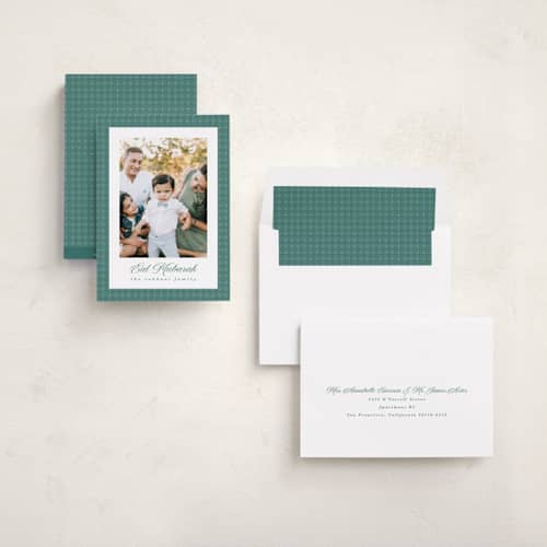 This is a grass eid cards with standard by Angela Garrick called lantern printing on recycled smooth signature in standard
