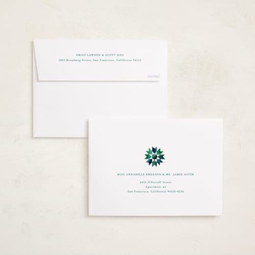 This is a aquamarine eid cards with standard by Sumak Studio called geometrical stars printing on recycled smooth signature in standard