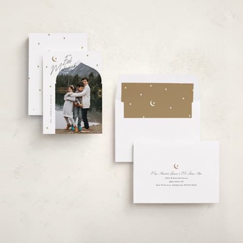 This is a golden eid cards with standard by Angela Garrick called blessed printing on recycled smooth signature in standard