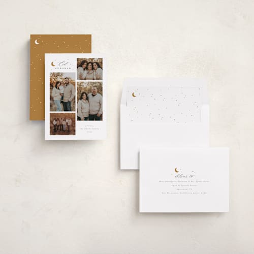 This is a golden eid cards with standard by Hudson meet Rose called eid mubarak printing on recycled smooth signature in standard