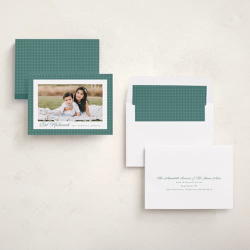 This is a grass eid cards with standard by Angela Garrick called lantern printing on recycled smooth signature in standard