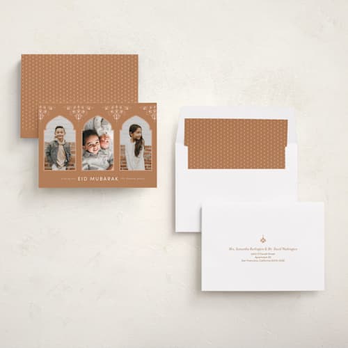 This is a almond eid cards with standard by Selima Akhter called islamic arch printing on recycled smooth signature in standard