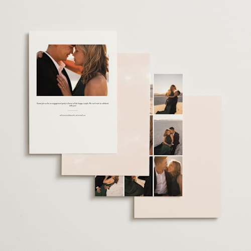 This is a blush engagement party invitations with foil pressed by Kristie Kern called modern brilliance printing on signature in standard