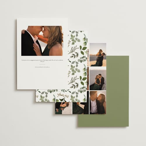 This is a ivory engagement party invitations with foil pressed by Susan Moyal called eternity printing on signature in standard