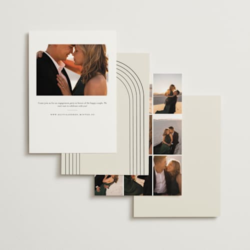 This is a champagne engagement party invitations with foil pressed by Nicoletta Savod called golden ring printing on signature in standard