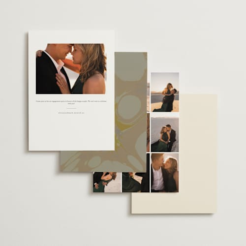 This is a almond engagement party invitations with foil pressed by Morgan Kendall called champagne printing on signature in standard