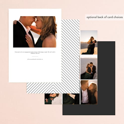 This is a evening engagement party invitations with foil pressed by mo kelley called clink printing on signature in standard