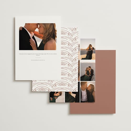 This is a pearl engagement party invitations with foil pressed by Summer Winkelman called glam printing on signature in standard