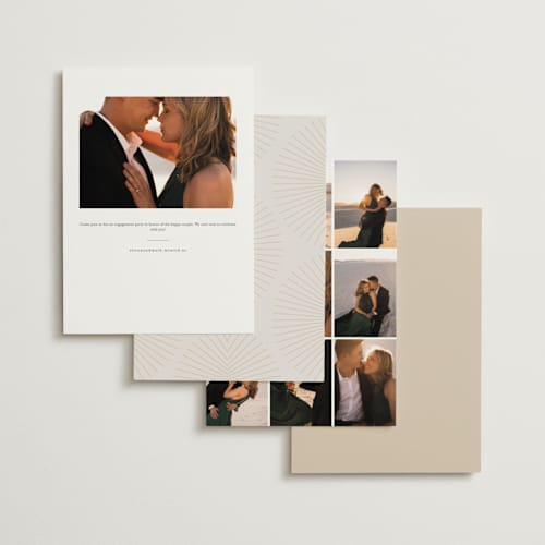 This is a lily engagement party invitations with foil pressed by Creo Study called scripted snapshot printing on signature in standard