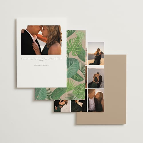 This is a kraft engagement party invitations with standard by Paper Sun Studio called tropical celebration printing on signature in standard