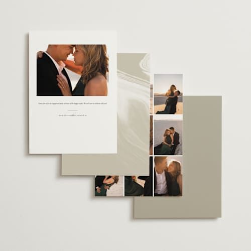 This is a silk engagement party invitations with standard by carla san roman called purest printing on signature in standard