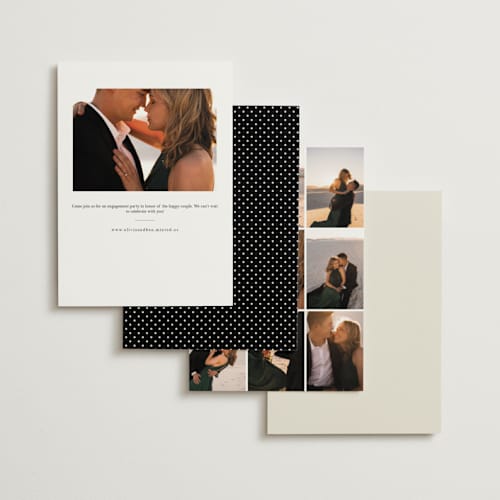 This is a ivory engagement party invitations with standard by Kim Dietrich Elam called estate printing on signature in standard