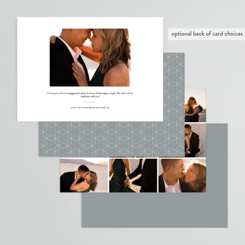This is a indigo engagement party invitations with standard by chocomocacino called caipiroska printing on signature in standard